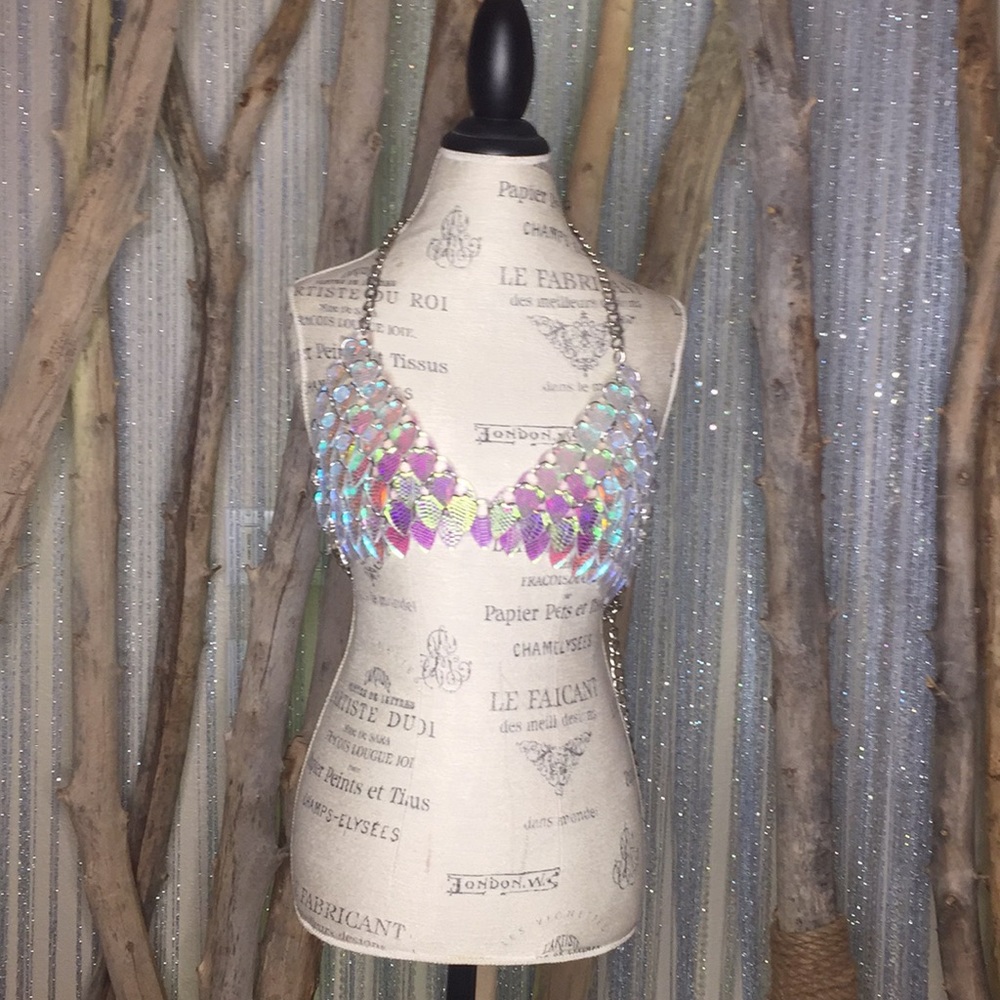 Unique iridescent Scale Bra Festival Top